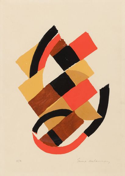 Delaunay Sonia 1885 - 1979, France Rythmes-couleurs (1966)
Pochoir en couleurs
Sig.... Gazette Drouot