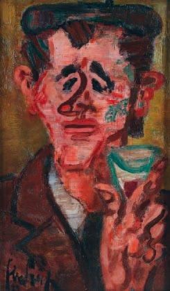 Gen PAUL (1895-1975) Portrait d'homme au verre de vin Huile sur toile signée en bas...