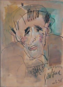Gen PAUL (1895-1975) Portrait d'Homme Dessin à l'aquarelle et à la gouache, signé...