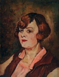 Marcel LEPRIN (1891-1933) Portrait de jeune femme aux cheveux courts Huile sur panneau,...