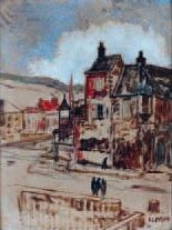 Marcel LEPRIN (1891-1933) Le port à Honfleur Esquisse à l'huile sur panneau, signée...
