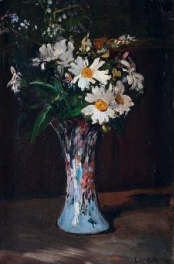 Marcel LEPRIN (1891-1933) Le vase de marguerites Huile sur toile, signée en bas à...