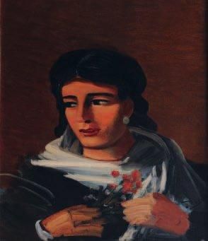 André DERAIN (1880-195) Portrait de femme en buste Huile sur toile signée en bas...