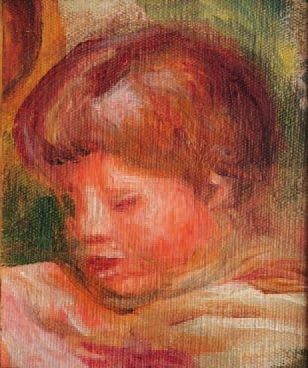 Pierre Auguste RENOIR (1841-1919) Portrait de COCO Peinture sur toile 12x10cm Reproduit...