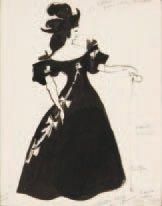 Léonor FINI (1908-1996) Costume de scène. Dessin à l'encre de chine sur papier, signé...