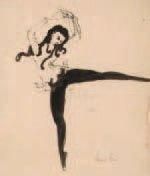 Léonor FINI (1908-1996) Costume de scène. Dessin à l'encre de chine sur papier de...