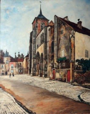 Marcel LEPRIN (1891-1933) L'église Saint Lazare d'Avallon Huile sur toile, signée...