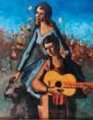 Pedro CREIXAMS (1893-1965) Le couple de musiciens Huile sur toile signée en bas à...