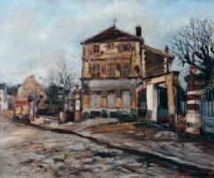 Marcel LEPRIN (1891-1933) Vieille rue à Villiers le Bel Huile sur toile, signée en...