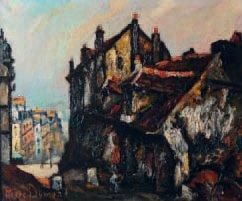 Pierre DUMONT (1884-1936) La maison de Mimi Pinson Huile sur toile, signée en bas...