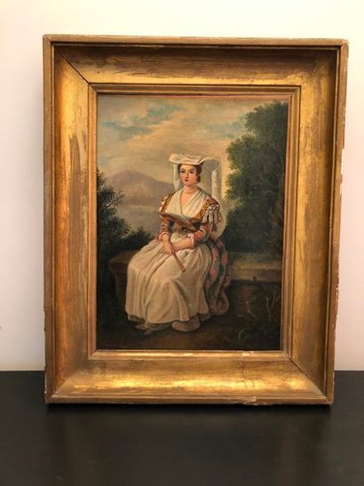 null Ecole du XIXe siècle 

"Femme assise à la coiffe blanche" 

Huile sur toile

32,5...