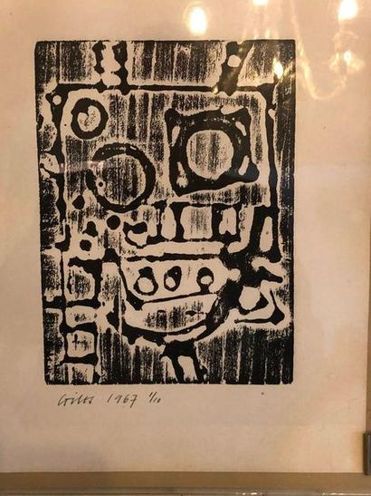 null David GILES (1936)

"Composition"

Xylographie signée, datée 1967 et numérotée...