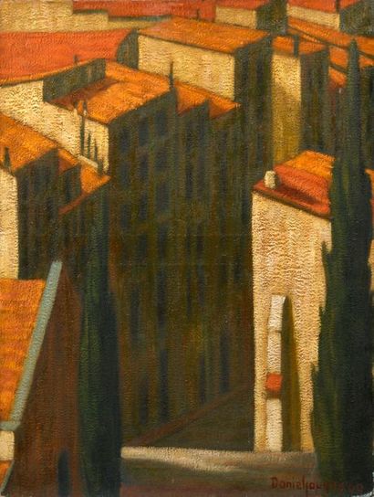 null Daniel JAUGEY (1929) 

"Les immeubles" 

Huile sur toile, signée en bas à droite,...