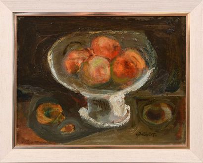 null Paul BRUSSET (1914) 

"Les pommes" 

Huile sur toile, signée en bas à droite,...