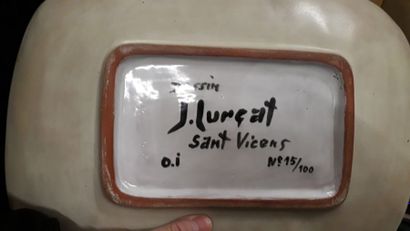 null D'après Jean LURCAT (1892-1966) - Plat rectangulaire en faience à décor polychrome...