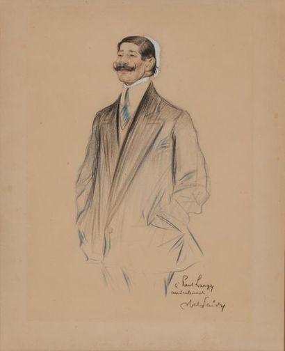 null Abel FAIVRE 

(Lyon 1867 - Nice 1945)

Portrait en buste de Paul Largy

Fusain,...