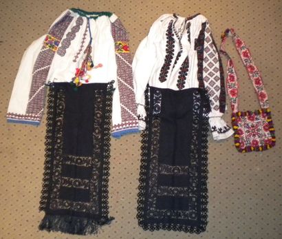 null Deux chemises, deux tabliers et un sac, Mara Muresh, Roumanie, chemises en coton...