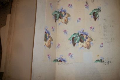 null Album de gouaches, Fleurs, circa 1860, gouaches, empreintes pour coton imprimé,...