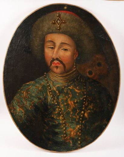 null Ecole du XIXe siècle

"Portrait ovale d'un dignitaire mongol"

Huile sur toile

75...