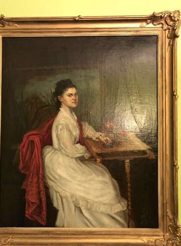 null Ecole française de la fin du XIXème siècle

Portrait de femme à la travailleuse

Huile...