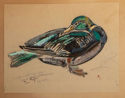 null RAYMOND BIGOT (1872-1953)

Canard 

gouache, encre et graphite sur papier contrecollé...