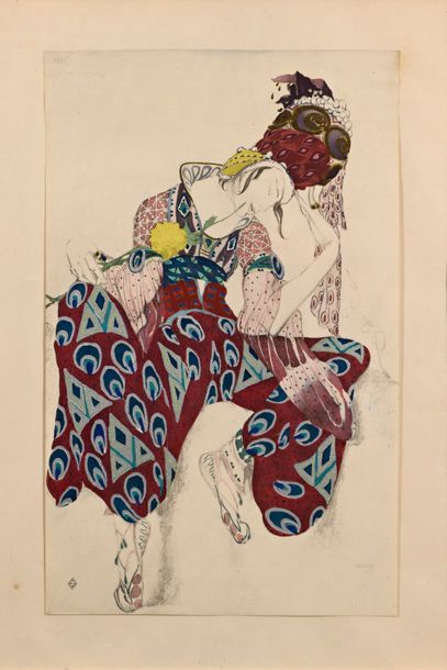 null After Léon BAKST (1866-1924)

"Costume project for the Péri"

Two prints, the...