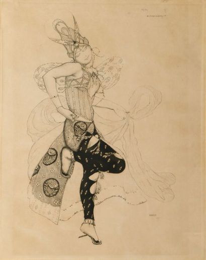 null D’après Léon BAKST (1866-1924)

"Projet de costume pour la Péri"

Deux estampes,...