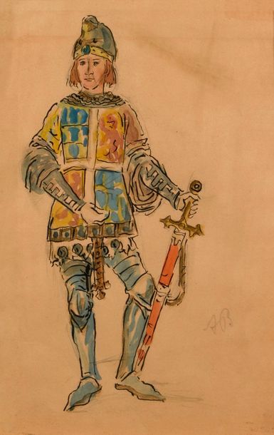 null Alexandre BENOIS (1870-1960)

"Character (knight), ballet Giselle"

Watercolour...