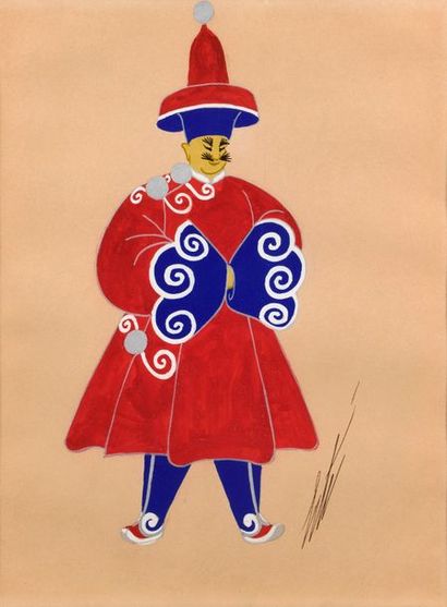 null ERTE (1892-1990)

"Tibetan husband"

Gouache on paper, heightened with silver,...