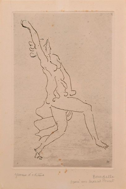 null D’après Antoine BOURDELLE (1861-1929)

"Isadora Duncan (1877-1927)"

Gravure,...
