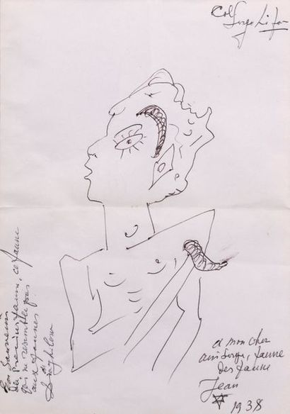 null In the taste of Jean COCTEAU (1889-1963) 

"Faun of the fauns"

Pencil on paper,...