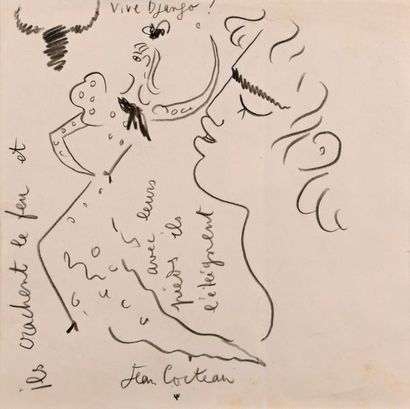 null Jean COCTEAU (1889-1963)

"Vive Django (1910-1953)"

Crayon sur papier, signé...