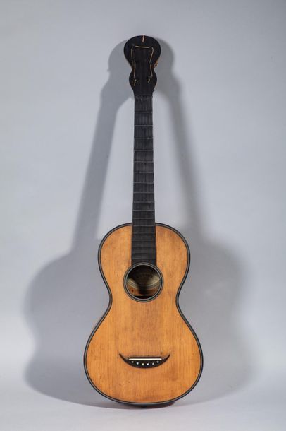 null Mirecourt Guitar 1830 by Soriot, whose label it bears
Speckled maple, Viennese...