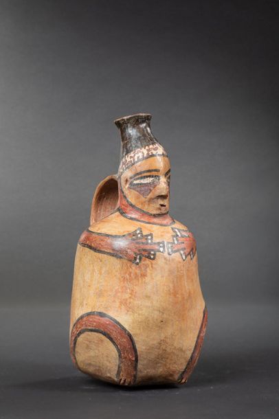 null Vase bouteille représentant un personnage assis

Terre cuite polychrome

Culture...
