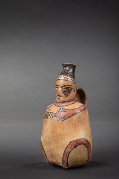 null Vase bouteille représentant un personnage assis

Terre cuite polychrome

Culture...