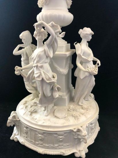 null VOLKSTEDT RUDOLSTADT Porcelain bisque group of four nymphs dancing around a...
