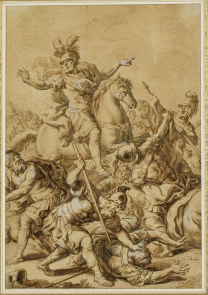 null Domenico FRATTA (Bologne 1696-1763) 

Josué à la Bataille de Gabaon 

Plume...