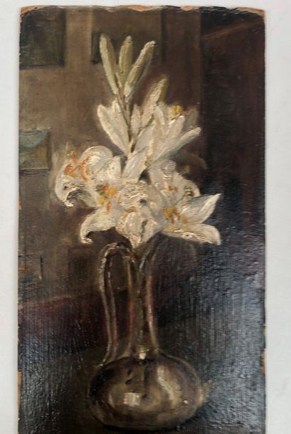 null French school of the XIXth century

Lily, Oil on cardboard 32x18cm

Market scene,...