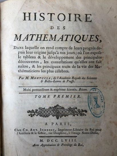 null Histoire des Mathématiques, 2 volumes, Paris chez Ant. Jombert, 1758