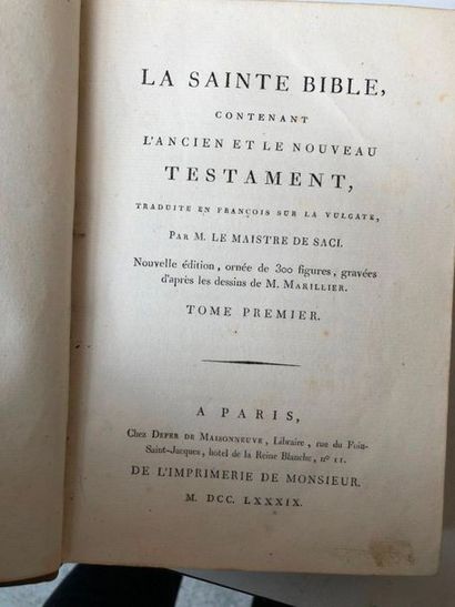 null THE Holy Bible translated into French by M. Le Maistre de Saci, 1789

12 flights....