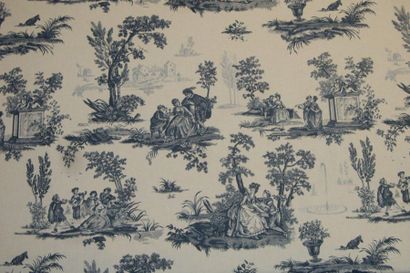 Maison Edmond Petit Cotton printed in Plaisirs Villageois blue, in the taste of the...