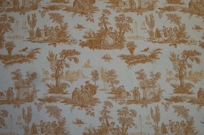 Maison Edmond Petit Cotton printed in saffron yellow Plaisirs Villageois, in the...