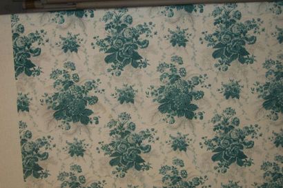 Maison Edmond Petit Sylvie's printed cotton, cream background, green decoration of...
