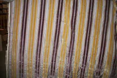 Maison BRAQUENIE MANSART silk velvet, Braquenié, cream striped purple taffeta background,...