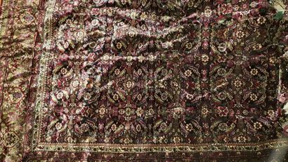 null Anatolian silk carpet, late 19th and early 20th century, dense black background...