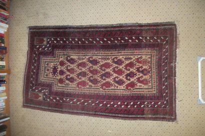 null Prayer rug, Beluchistan, yellow background, decorated with palms under an arcature,...