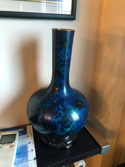 null Vase piriforme en céramique bleue