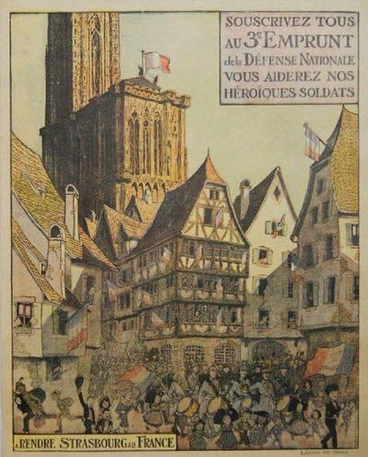 1917 - HANSI Souscrivez tous au 3ème EMPRUNT de la Dé­fense Nationale, vous aiderez...