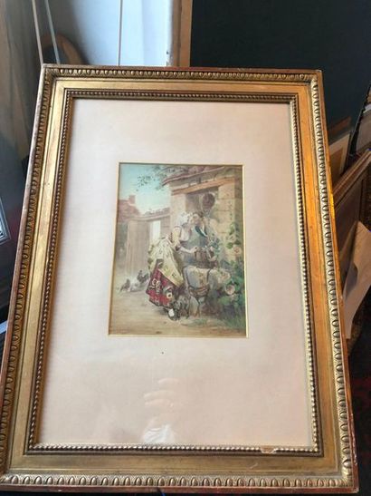 null E. METZMACHER (19th century)

"Date night."

Watercolor signed lower right,...