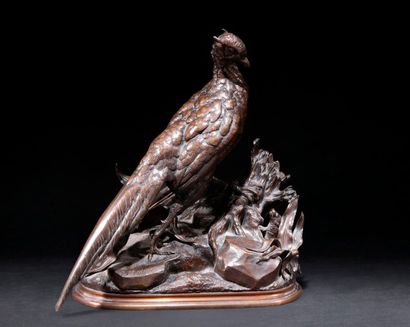 null Jules MOIGNEZ (1835 - 1894)

Faisan et Belette, 1864 Bronze à patine brune nuancée....